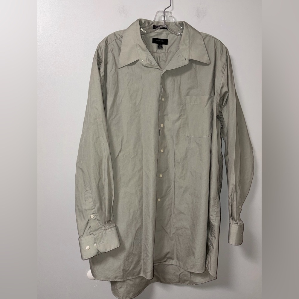 Covington pale green/gray long sleeve button‎ down mens XL 17-17.5 34-35